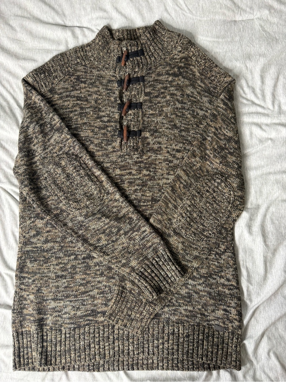 Men's Marled Brown Toggle Pullover Sweater